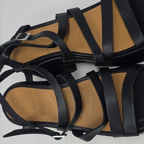 Ganni Asymmetrical Platform Leather Wedge Sandal Women's Size 10 - Picture 7 of 7